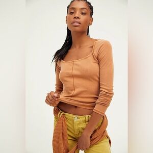 Free People The Angie Top in PALE BLUE long sleeve layering FP Intimately Sz S